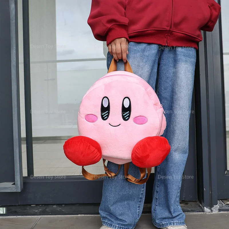 Kirby Anime Plush Schoolbag para Adultos, Mochila Kawaii, Estrela, Natal, Presentes de Aniversário, Brinquedo, 36x26x29cm