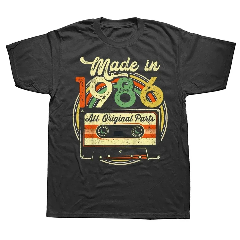 24Novelty Made in 1986 38th Cassette Tape Vintage T Shirts Street Style Short Sleeve Birthday Gifts Summer T-shirt Mens Clothing