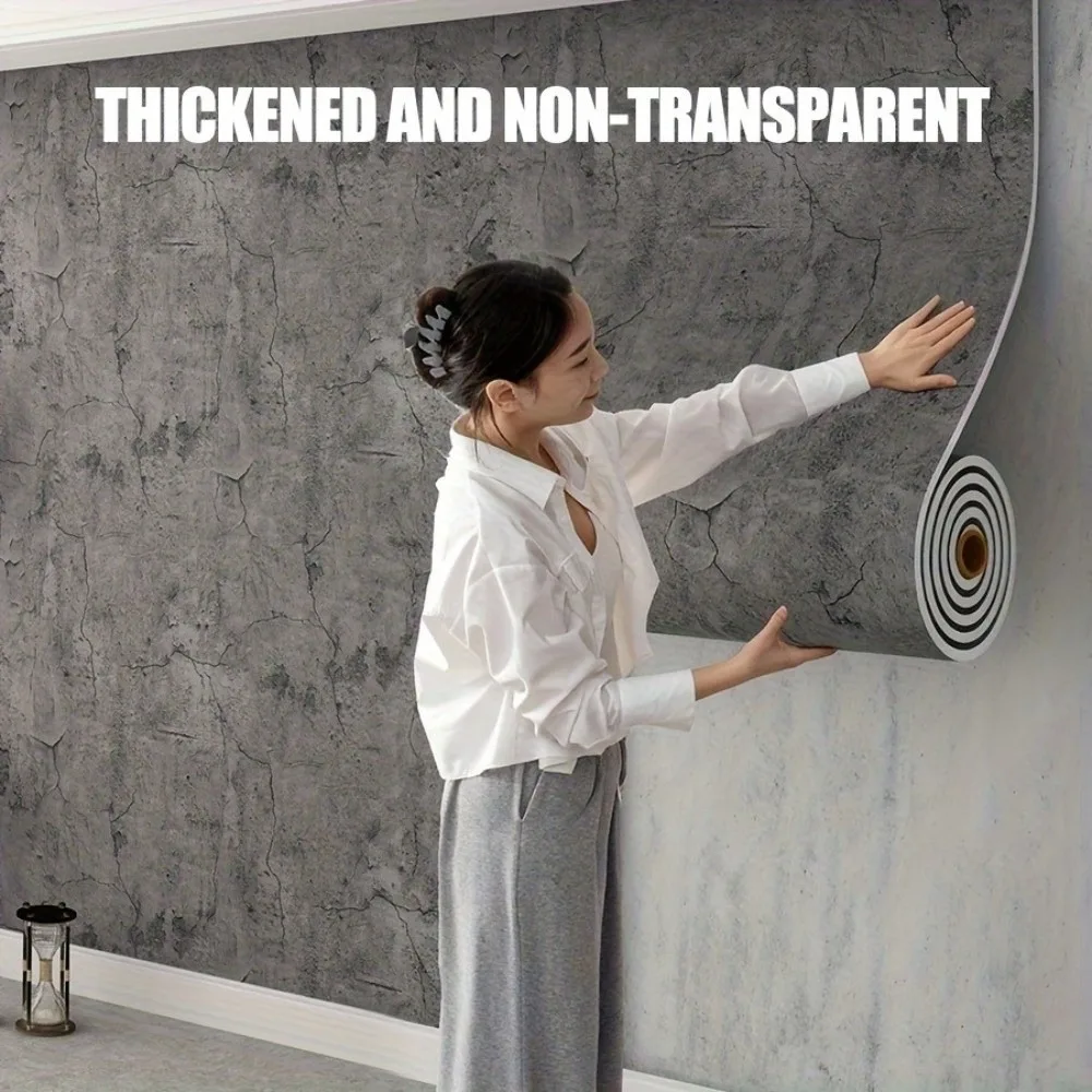 Self-Adhesive Vinyl Wallpaper Concrete Texture 3 Meters×40cm Foam Wall Panels Interior Decor Thickened Waterproof Wall Stickers