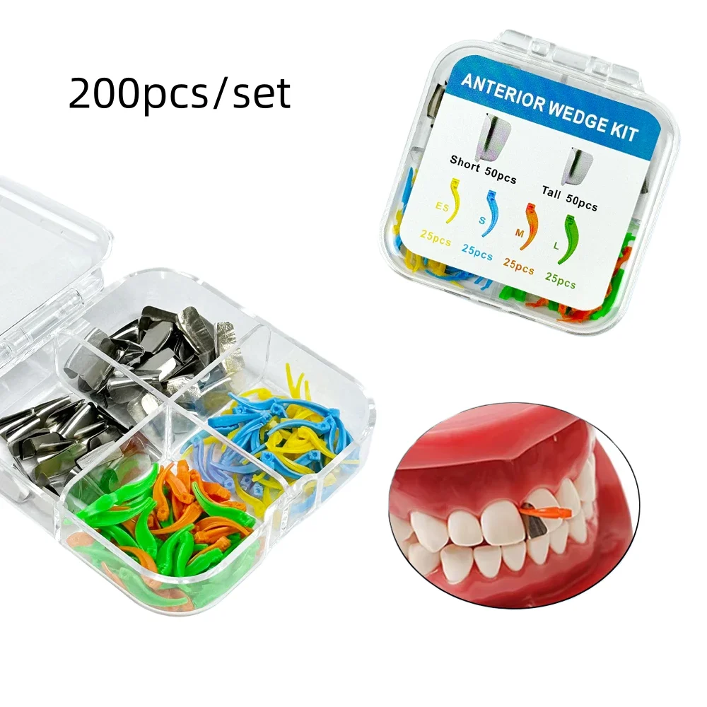 

200 шт./компл. комплект передних клинов, набор стоматологических передних матричных полосок для зубов с межзубными клинами для реставрации передних зубов