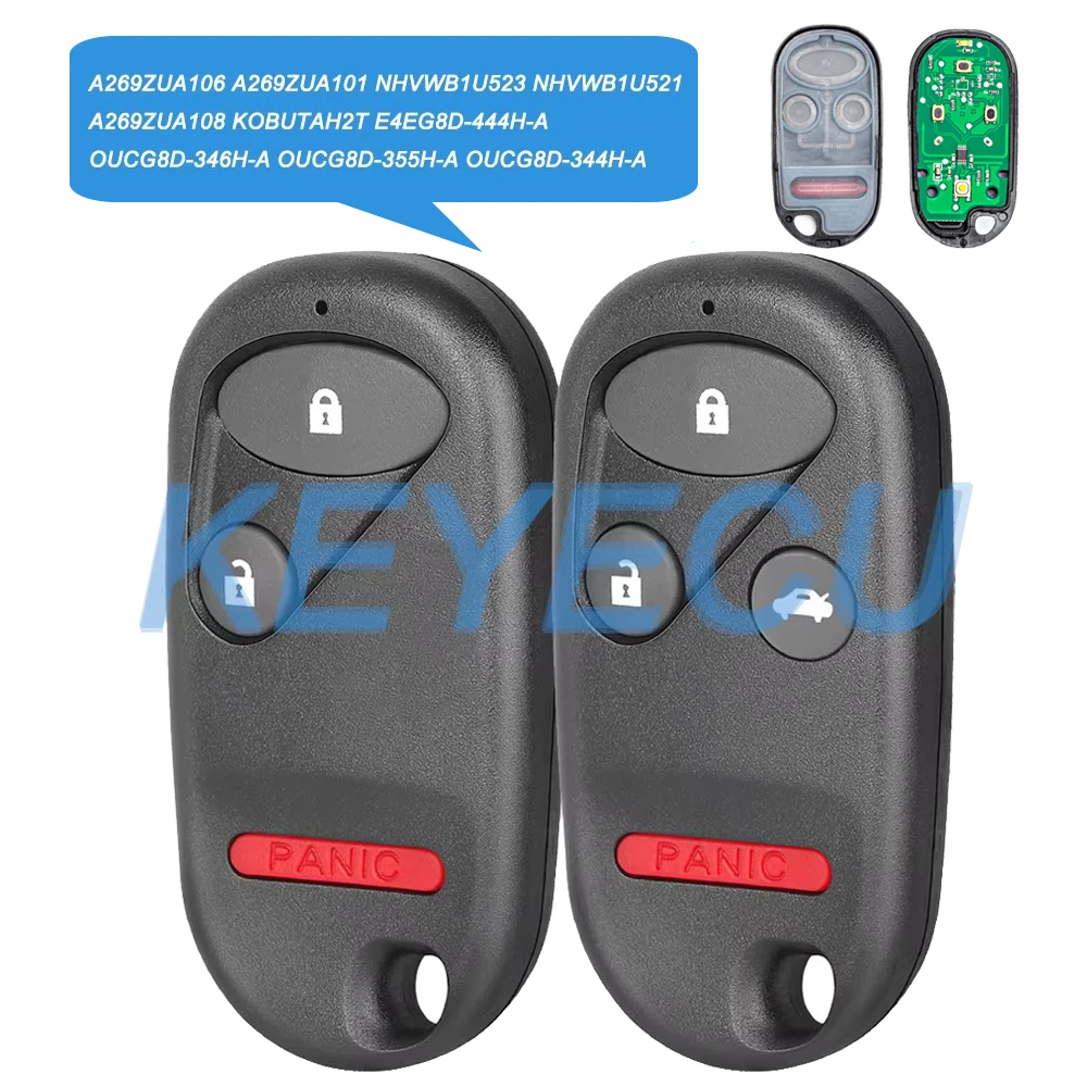 

Keyecu 3 4 Buttons for Acura CL Integra RSX TL RL MDX for Honda Accord Civic CR-V Insight Odyssey Pilot S2000 Remote Car Key Fob