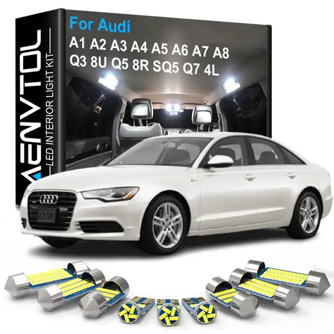 자동차 LED 인테리어 조명 캔버스, 아우디 A3 8P 8V 8L A4 B5 B6 B7 B8 A5 8T A6 C5 C6 C7 A7 A8 D2 D3 A1 8X A2 Q3 Q5 Q7 액세서리
