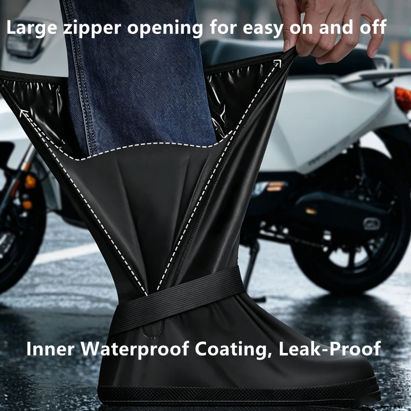 Woman High Top Rain Boots Man Rain Non-slip Rainproof Shoescover Waterproof Shoes Motorcycle Bike Rain Cover - view 3
