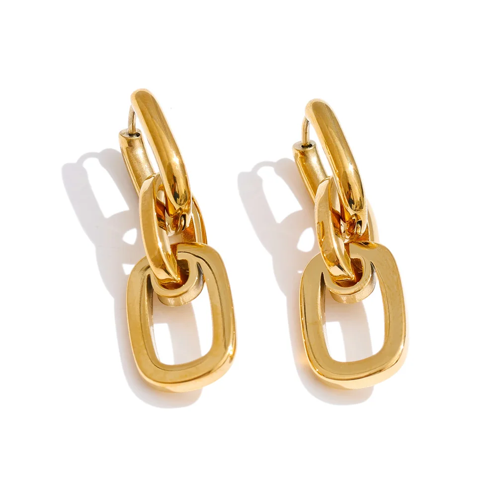 Yhpup Daily 316 acier inoxydable Rectangle goutte boucles d'oreilles pour les femmes déclaration minimaliste haute qualité bijoux en gros 3