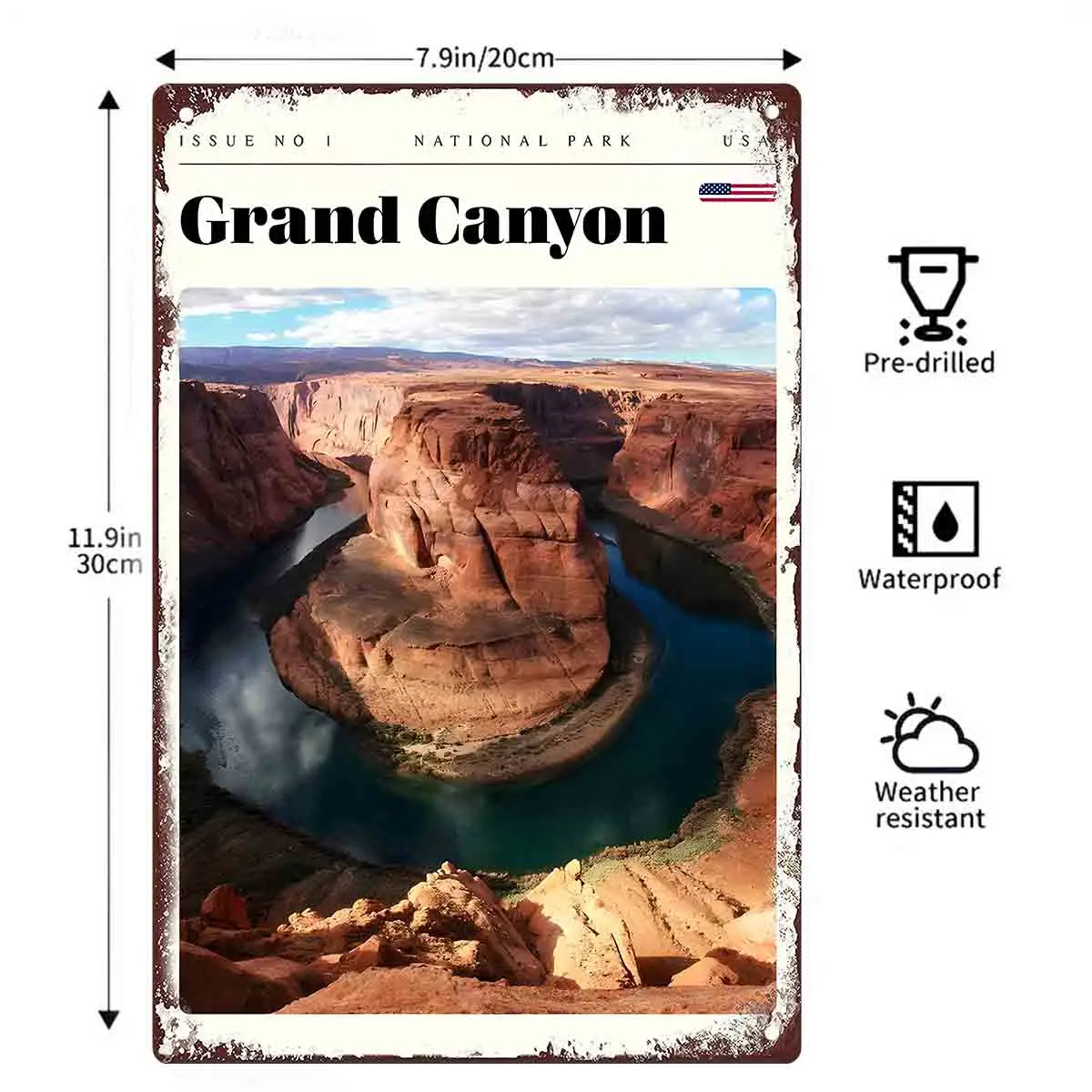 2D FLAT 1pc Grand Canyon Horseshoe Bend Metal Wall Sign Decoration for Home Cafe Garage Bedroom Porch And Garden