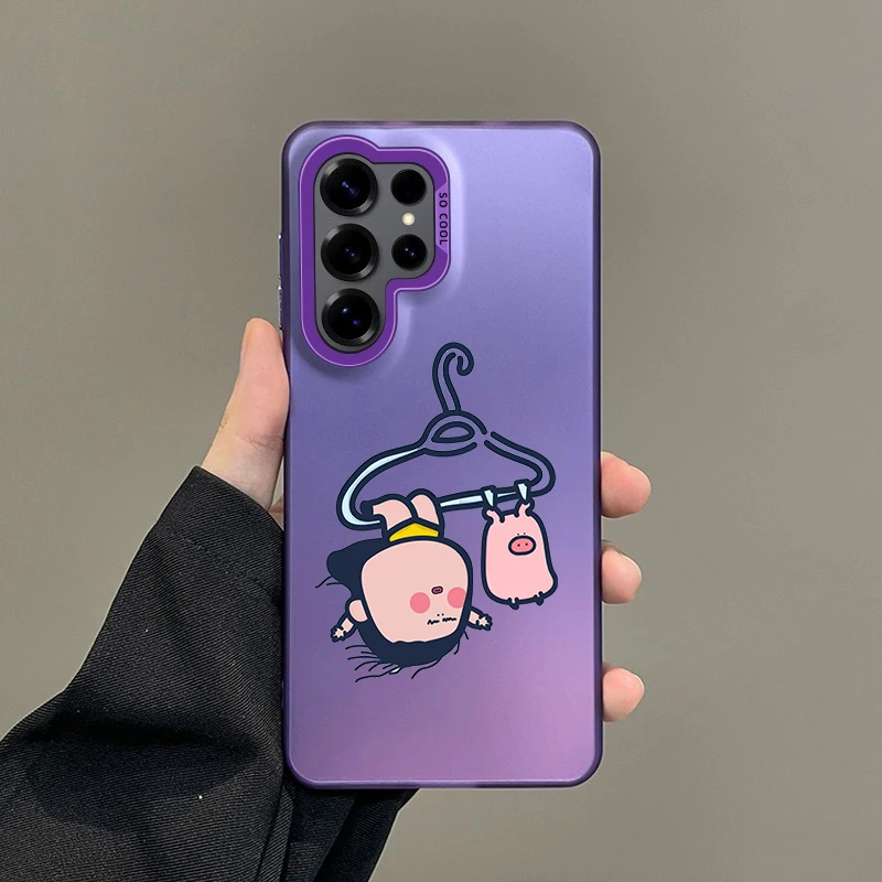 Phone Case for Samsung Galaxy S26 S25 S24 S23 S22 S21 S20 S10 FE Ultra Plus Cover Colorful Soft Edge Hard Shell Cartoon Girl Bag