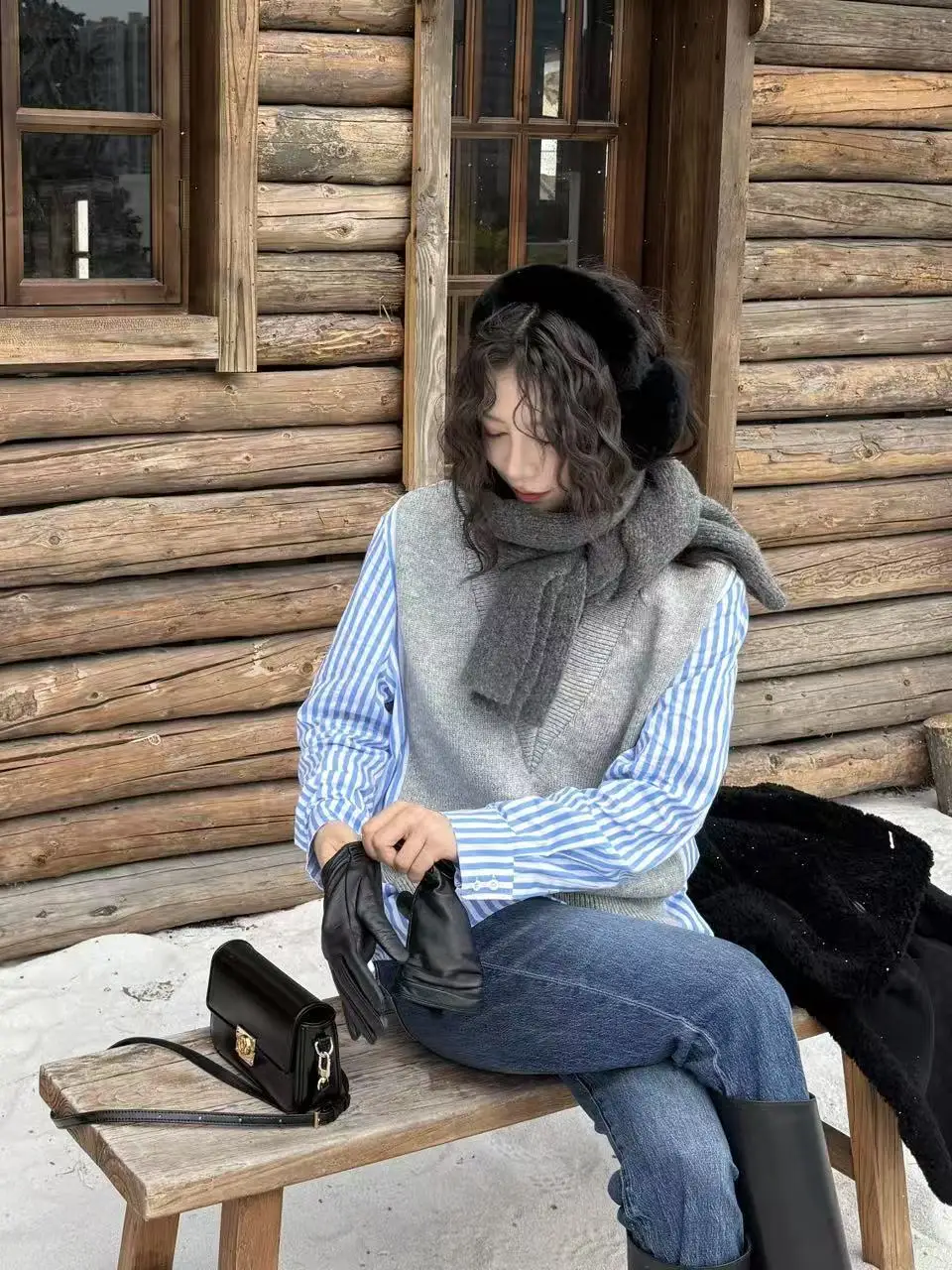 

Nana Tall женские irt DMX Color Blo многослойные полосатые искусственные двухсекционные повседневные свободные брюки Long Sve Ne Winter irt