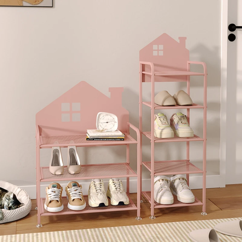 

Small house shoe rack pink home baby special simple mini cabinet