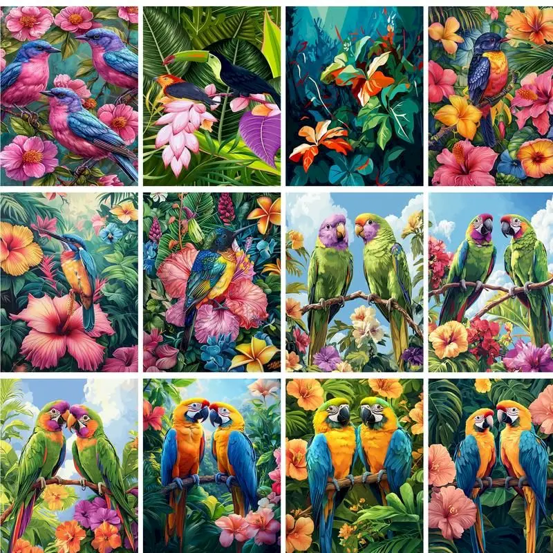 

GATYZTORY 40x50cm Diy Painting By Number For Adults Kits Parrot Acrylic Paint Set Handwork Diy Gift Wall Art Picture With Number