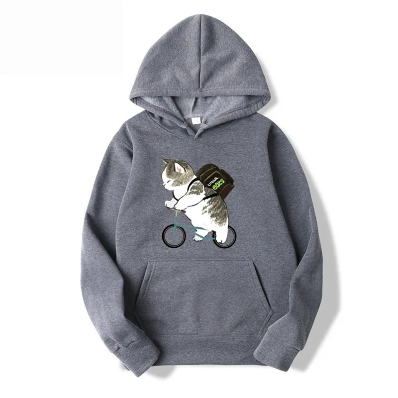 Men Women Hoodies Fashion Cartoon Cat Pattern Printed Graphic Sweatshirts Loose Casual Harajuku Hooded Pullover Sportwear