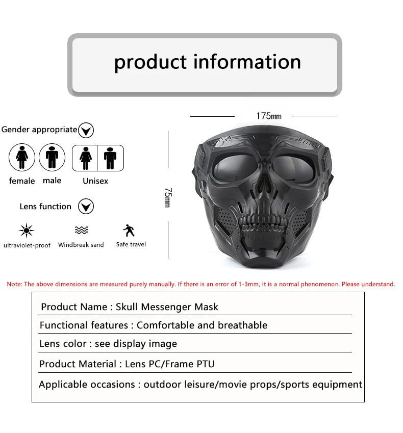 Windproof and Sandproof Full Face Mask Color Bullet Game Protective Helmet Mask Bicycle Protective Glasses Motorcycle Skull Mask