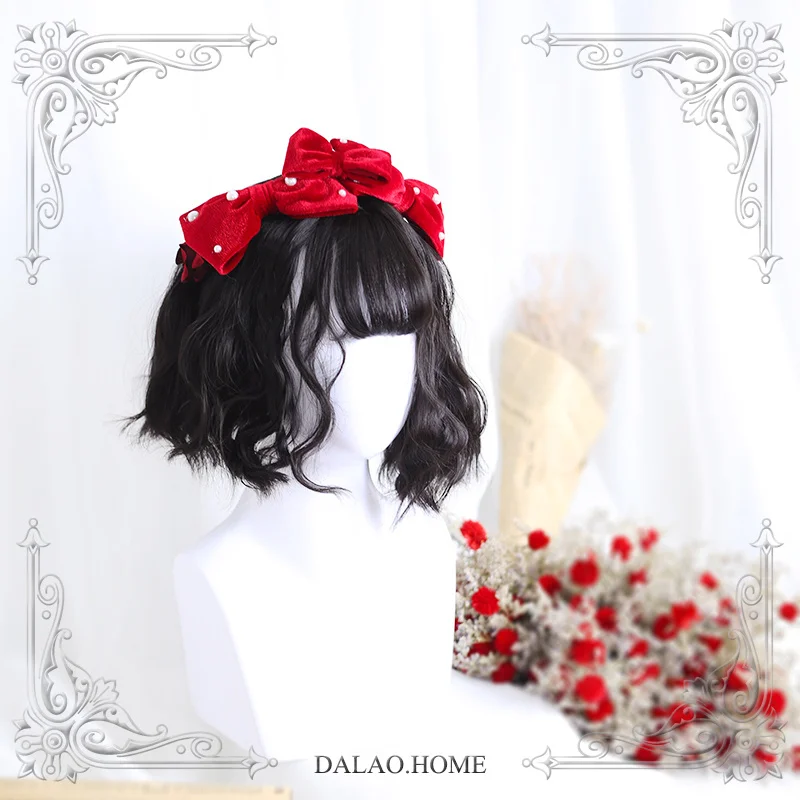 

High Quality Harajuku Soft Girl Lolita Natural Black Air Bangs High Temperature Resistance Wig Short Hair