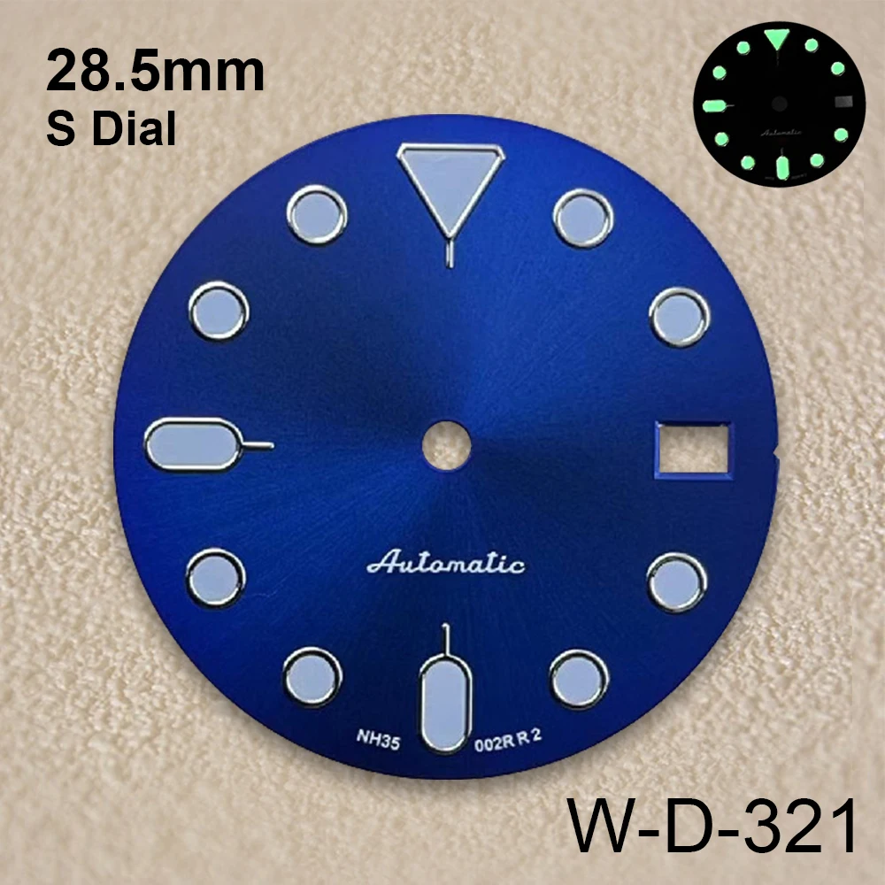 28.5mm S Logo NH34/NH35 SUB/SKX007 Dial Fit NH34/NH35/NH36 Movement Green Luminous High Quality NH34/NH35 Accessories ﻿