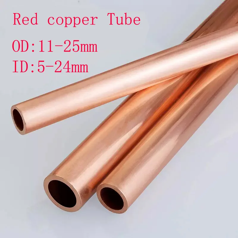 Length 500mm Red Copper Tube Hollow Copper Round Pipe CNC Metal OD 11mm 12mm 13mm 14mm 15mm 16mm 17mm 18mm 19mm 20mm ID 5mm~24mm