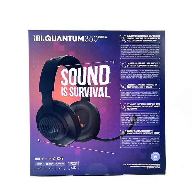 JBL Quantum 350 Wireless Gaming Headset Gamer Headphones with Microphone 2.4GHz Low Latency 40mm Driver Size for PS4 PS5 Switch