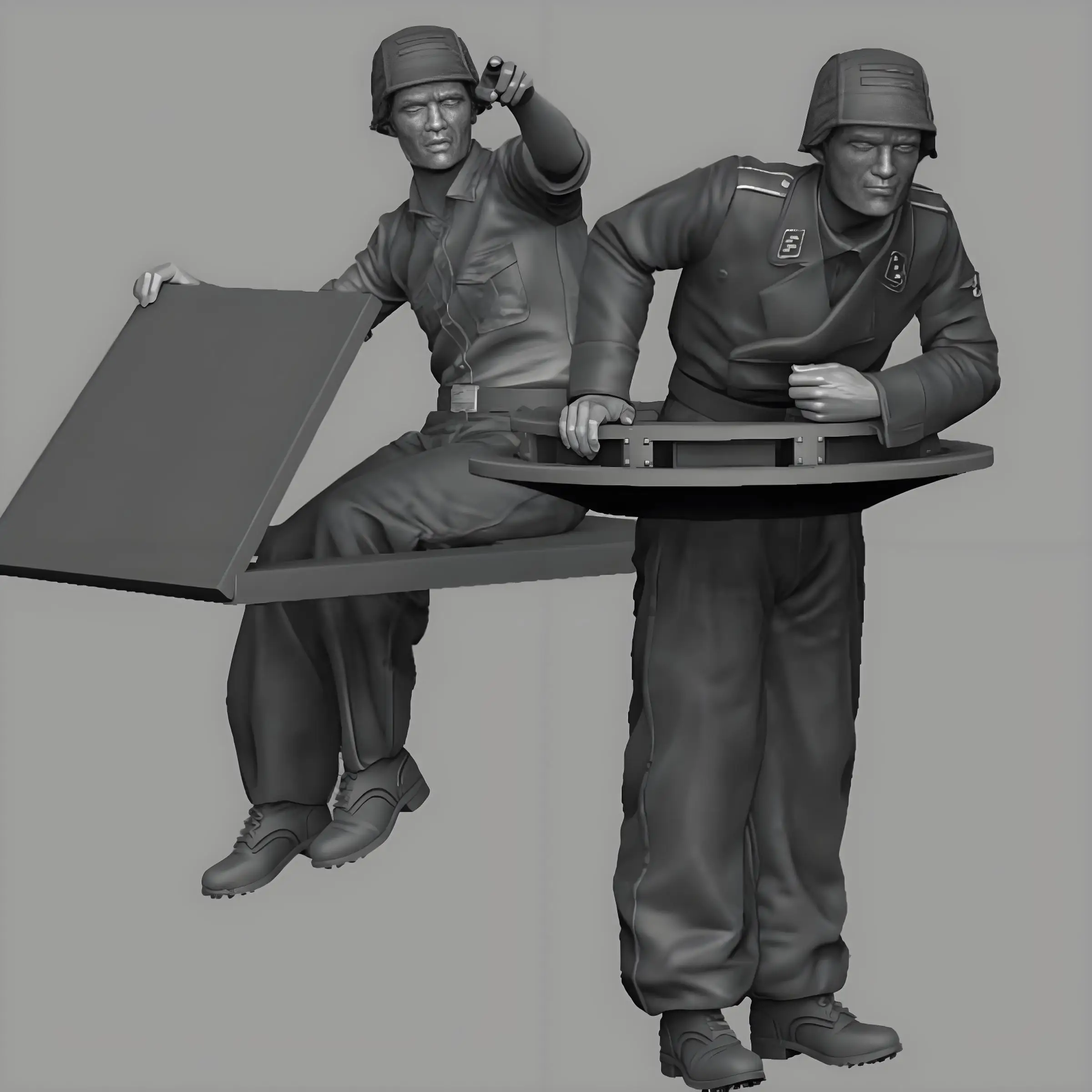 1/35 Resin Model German Tank Crew (2 people+4 heads) Handheld White Model Resin White Model GK Resin Model Unassembled and Unpai