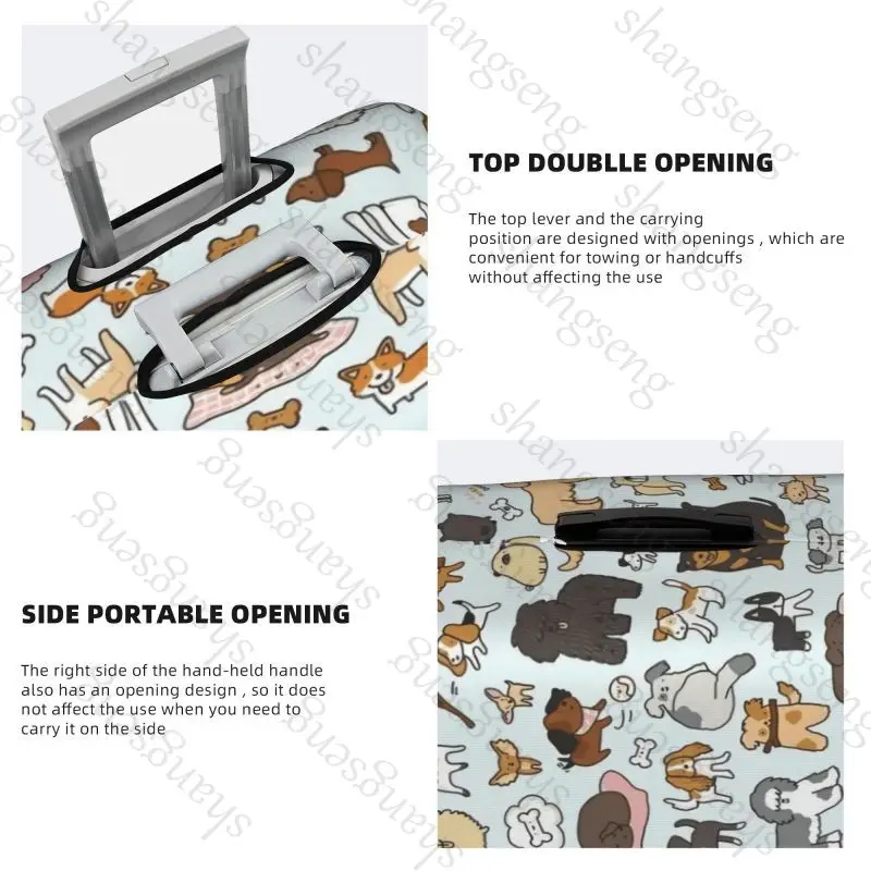 Uroczy pokrowiec ochronny na walizkę podróżną z nadrukiem psa i kota, elastyczna osłona na walizkę, zmywalny pokrowiec na bagaż, rozmiar 18-32 cali