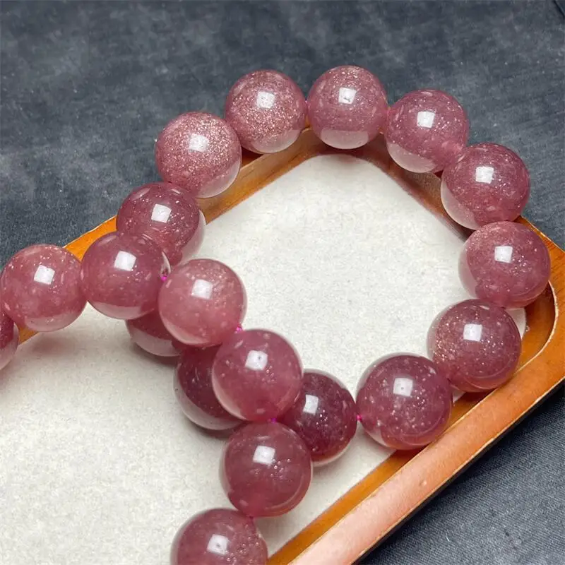 Natural Starlight Strawberry Quartz Bracelet Colorful Gemstone Bead Strings Fashion Beautifully Jewelry 1PCS 18/20MM