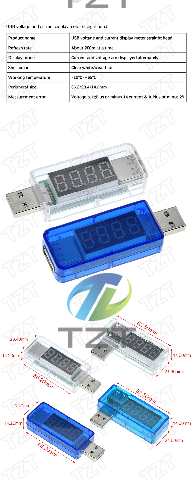 TZT 1/3 Stück Digitaler USB-Mobilstrom-Lade-Strom-Spannungs-Tester Modul Mini USB-Ladegerät-Diagnosegerät – Detail 2
