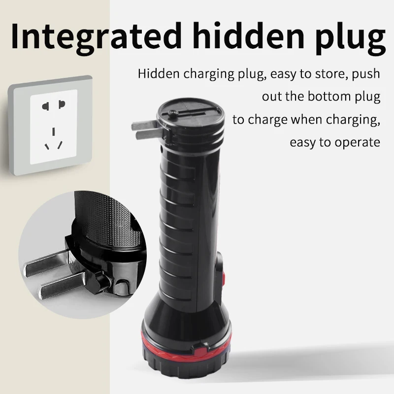 Linterna LED impermeable para exteriores, linterna recargable de alta potencia, material ABS