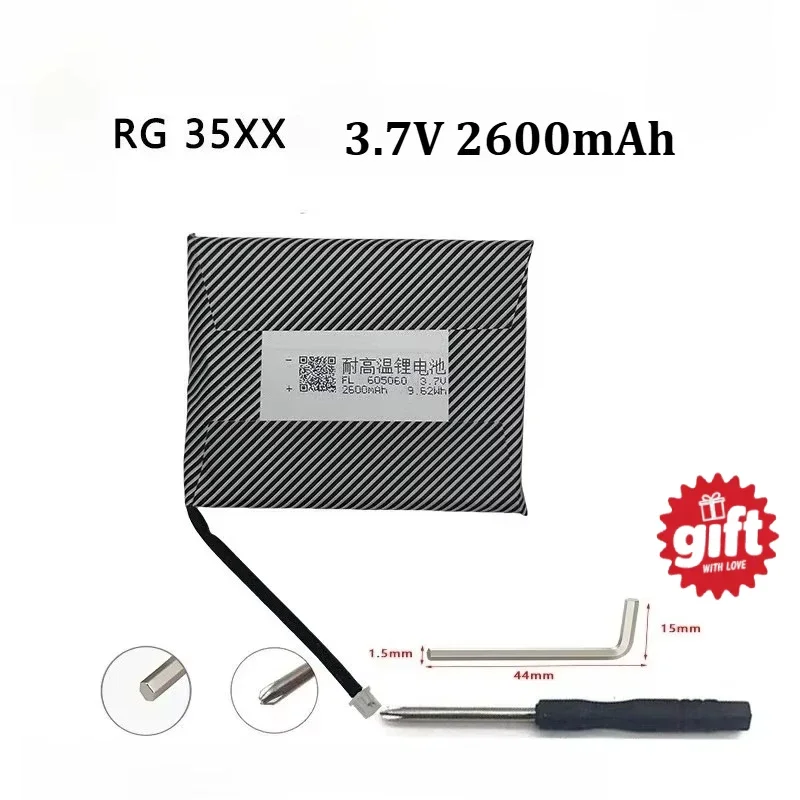 New 605060 3.7V 2600mAh Li-Polymer Rechargeable Battery For Anbernic RG35XX Retro Handheld Game Console Replacement Battery
