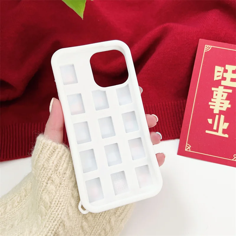 3D Cartoon Mahjong Case for iPhone 15 Pro Max 14 13 12 11 XR XS X 8 7 Plus Stress Relieve Soft Silicone Rubber Cover