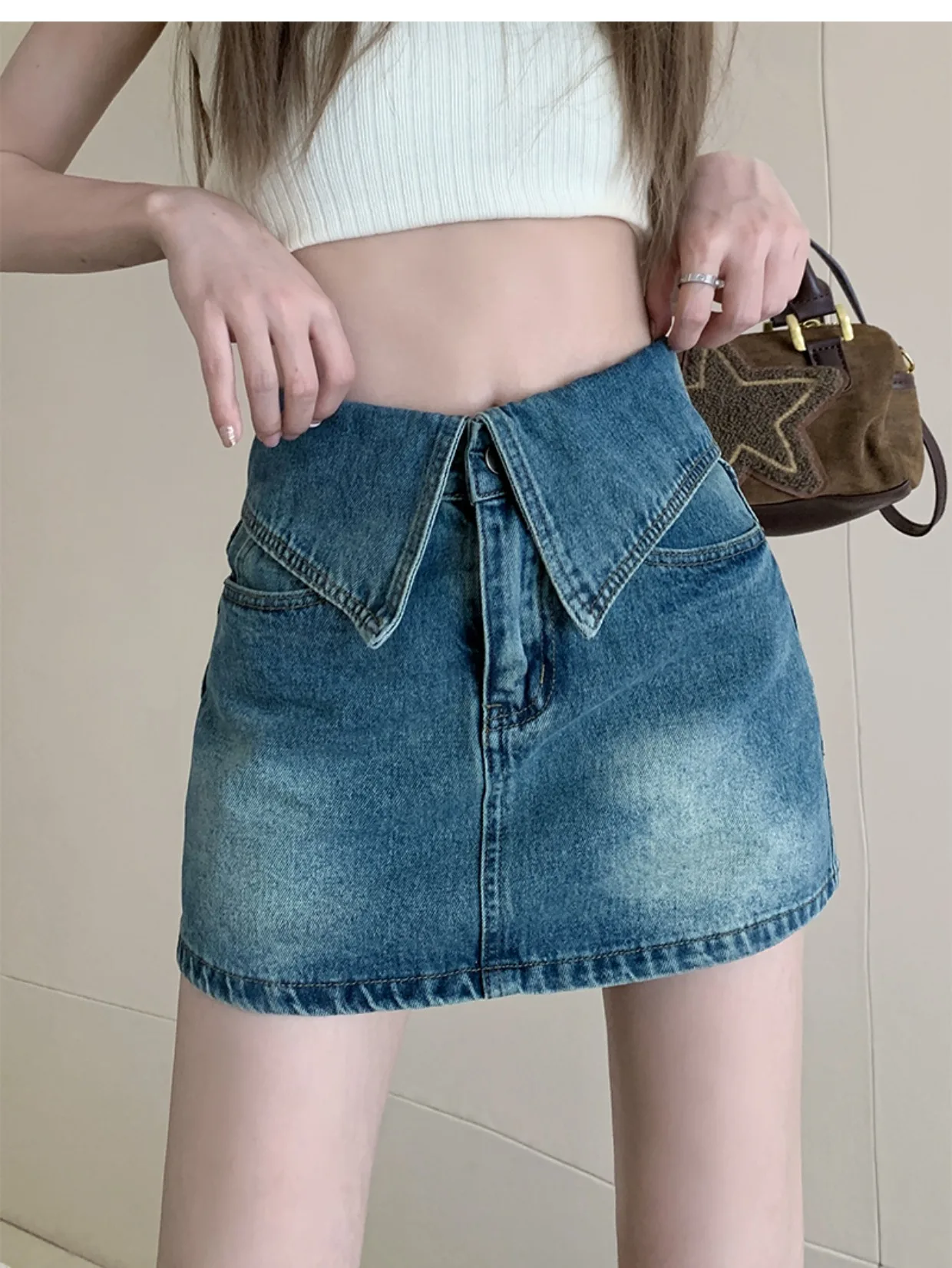 

2024 Y2k Hip Wrapped Denim Short Skirt Harajuku Streetwear Summer Leisure Fashion Women High Waisted Jean A-line Skirts