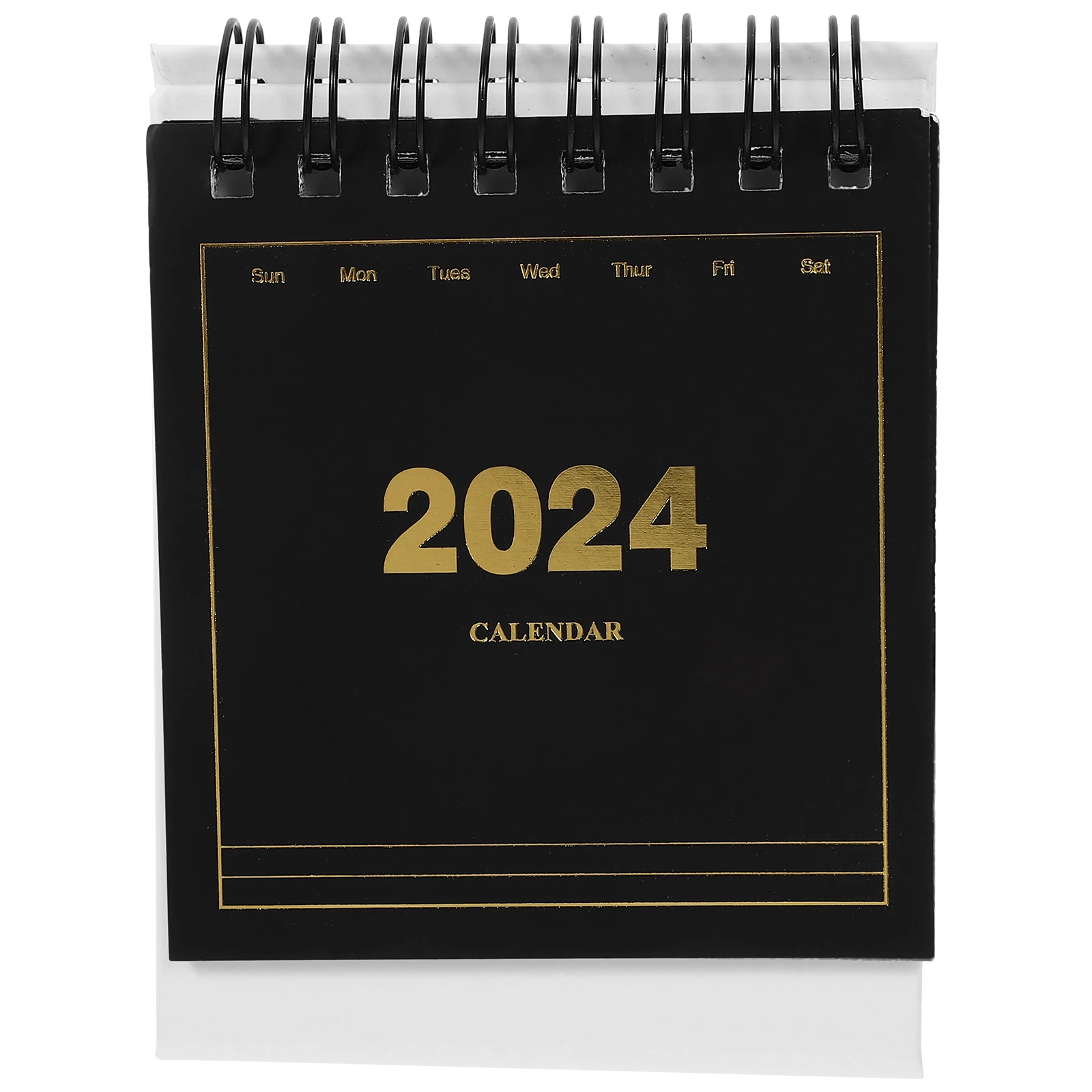

Mini Desk Calendar 2023-2024 Standing Flip White Background Black Office Decor Thick Material Use Table