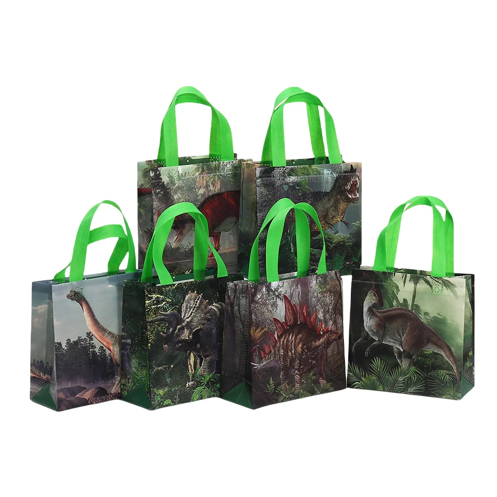 

LPZHI, 10/24Pcs Cartoon Dinosaur Pattern Gift Bags with Handles, for Children's Day and Birthday Parties, Packing Goodies