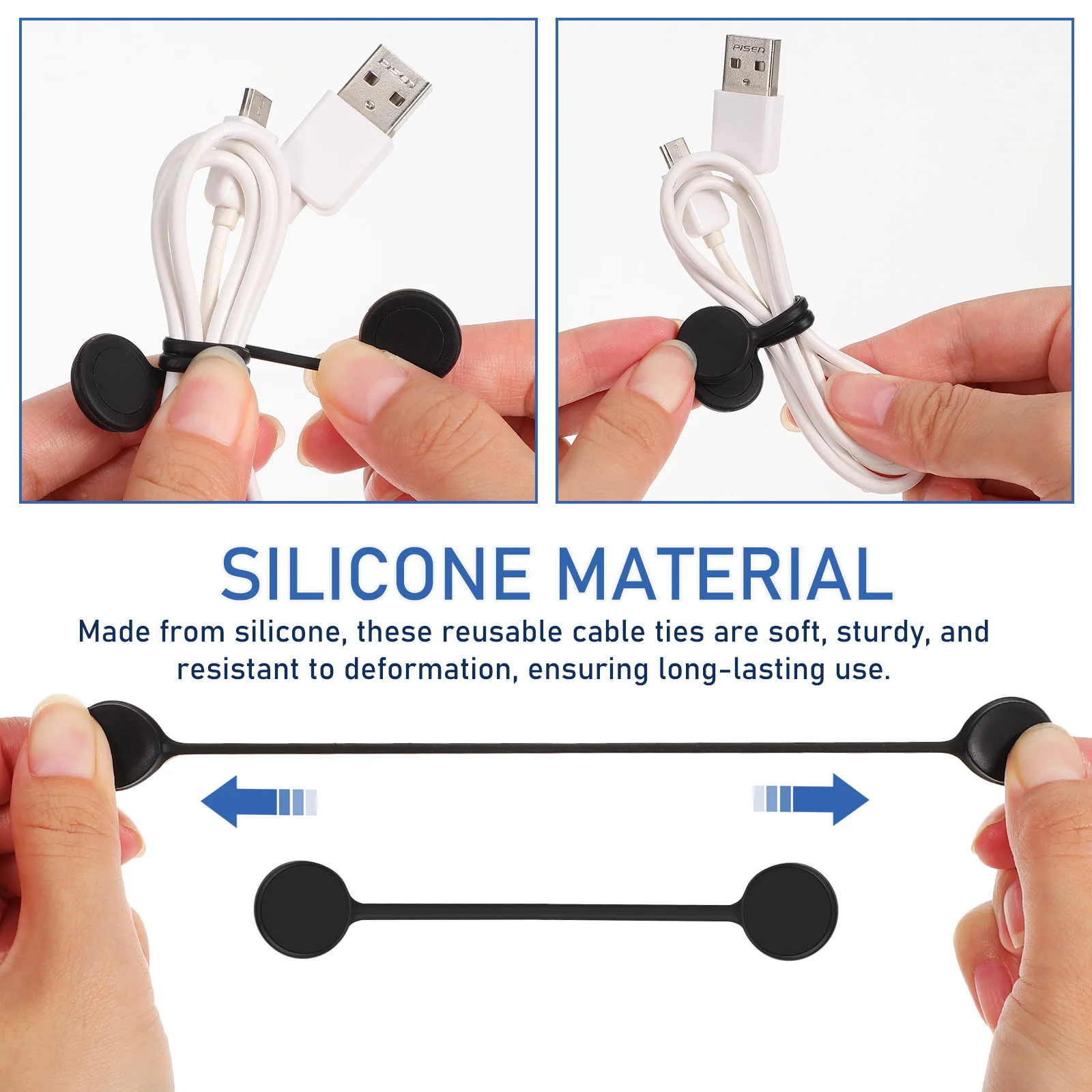 10Pcs Earphone Style Silicone Magnetic Cable Ties Reusable Cord Organizer Cable Management Cord Holders Travel Essentials