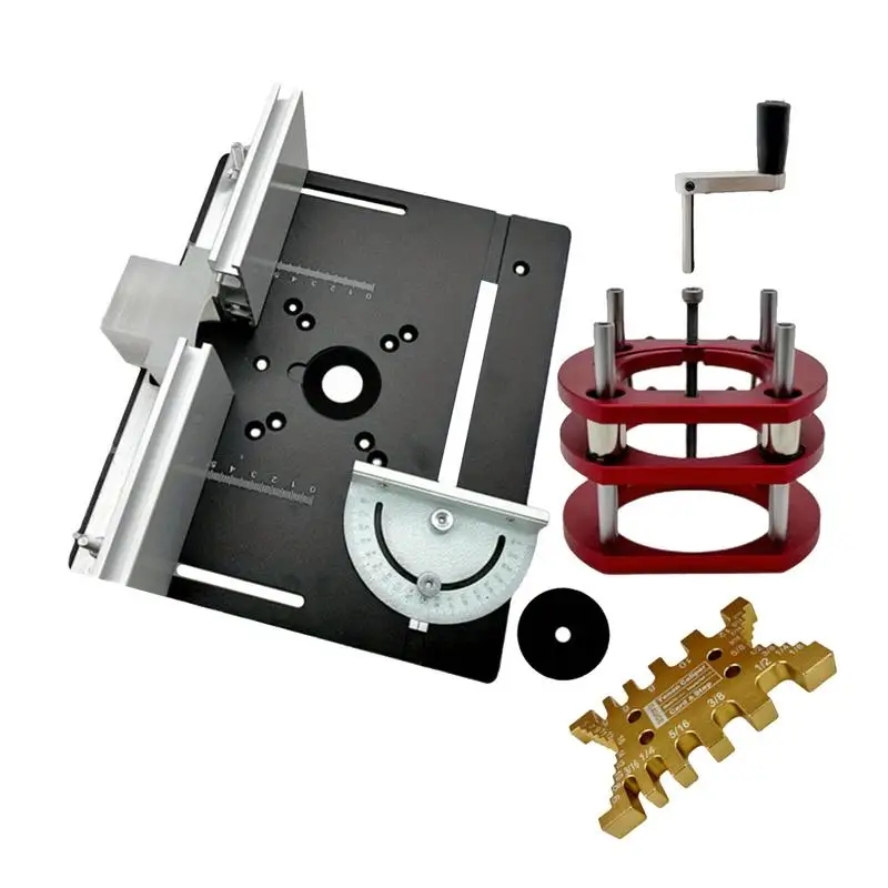 

Router Lift Kit Aluminum Router Lift With Top Plate Manual Lifting Kit Table Saw Insert Base Plate For Slotting Trimming