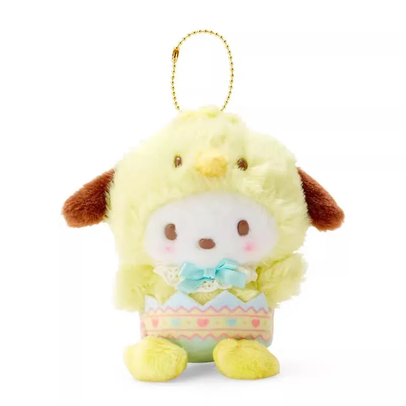Sanrio Hellokitty Kuromi Cinnamoroll Purin Pochacco Draai in Kip Pluche Hanger Meisjes Mooie Tas Rugzak Pluche Sleutelhangers