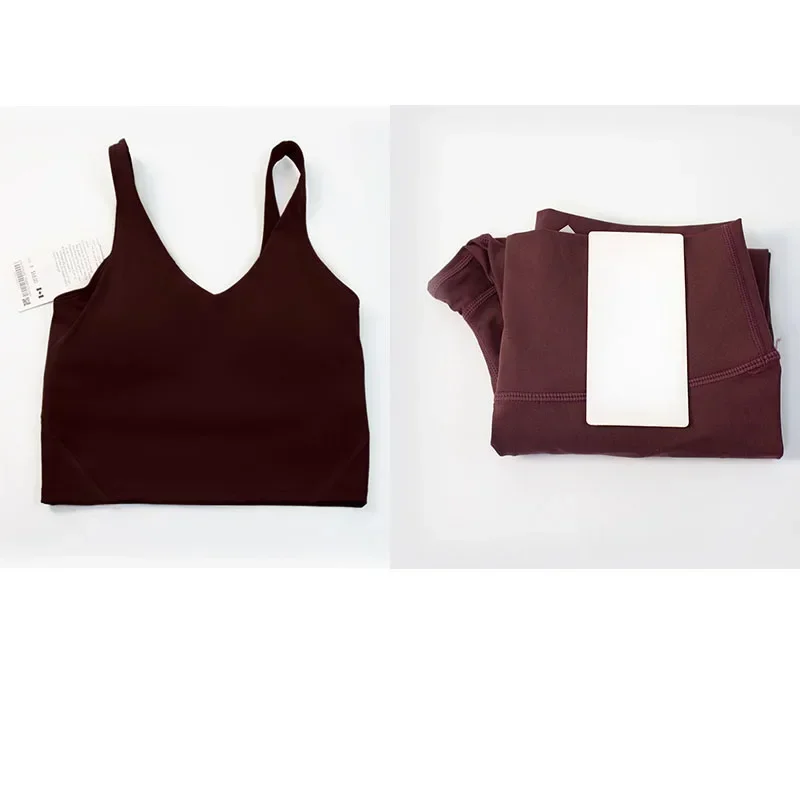 Nueva camiseta sin mangas deportiva para mujer, sujetador trasero de belleza en forma de U, hilo sin molestias, sensación desnuda, pantalones ajustados, conjunto de Yoga y Fitness de cintura alta