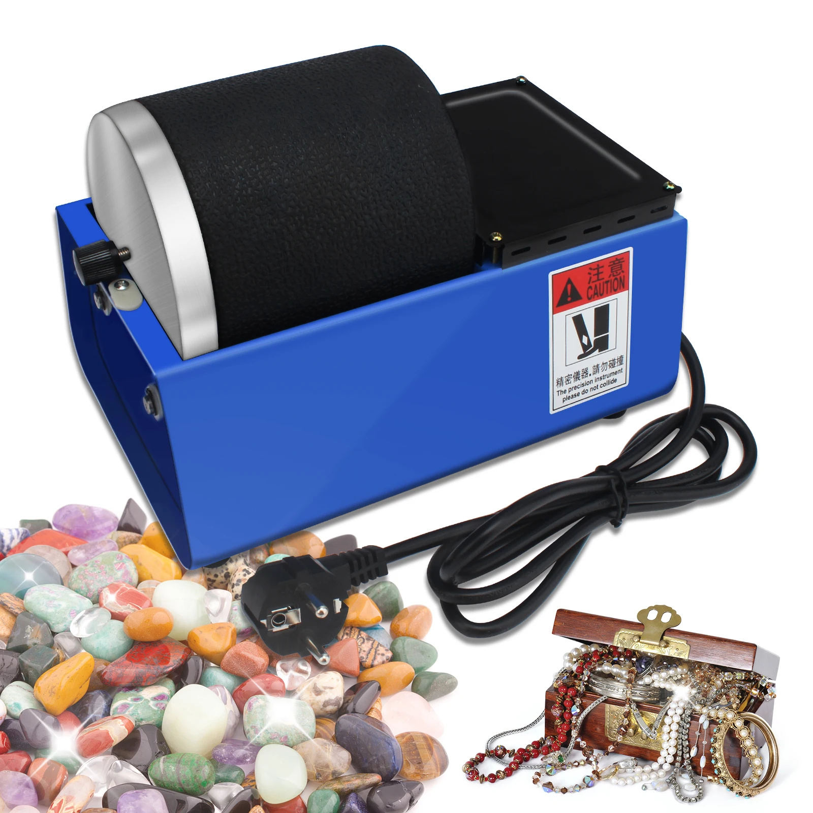 Mini Rock Tumbler Automatic Roller Magnetic Tumbler Polish Machine Stone Gemstone Jewelry Walnut Grinding Cleaning Equipment