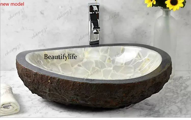 DD182Stone wash basin, bathroom, art stage basin, household balcony, retro modern basin