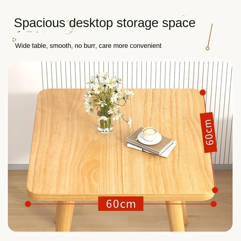 Small Square Table Wooden Table Simple Square Table Home Table Sofa Bedside Table Balcony Small Table Length 60cm Width 60cm New