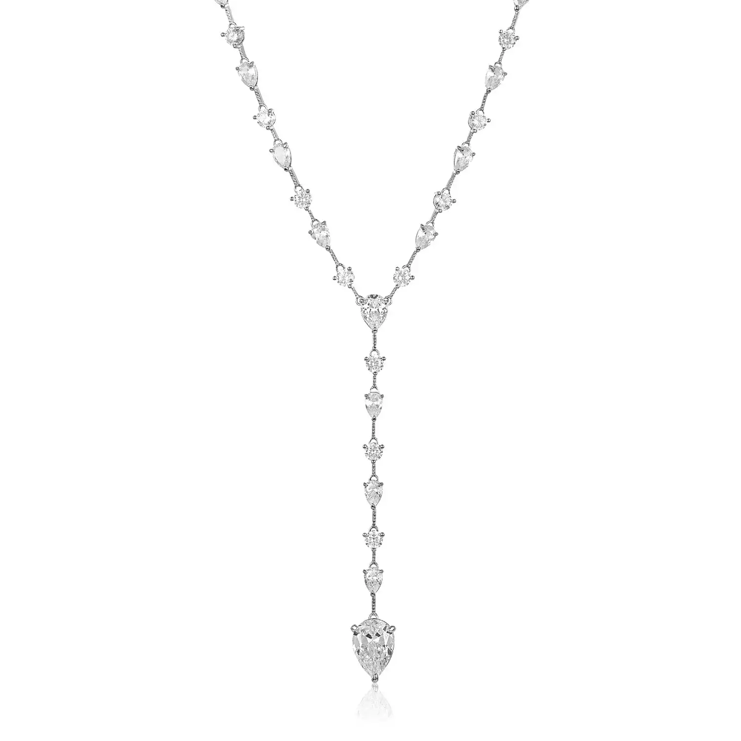 2026 Nieuwe Geometrische CZ Station Link Chain Choker Sexy Lange Lariat Vrouwen Ketting Hoge Kwaliteit Iced Out Zirconia Mode-sieraden
