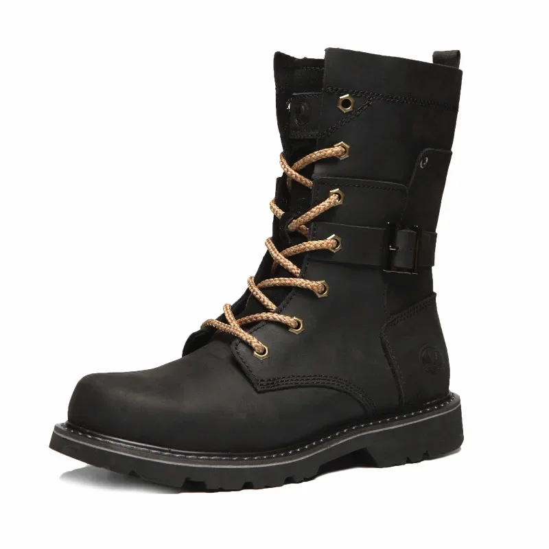 KOWM botas tácticas impermeables piel de vaca para senderismo hombre - imagen 2