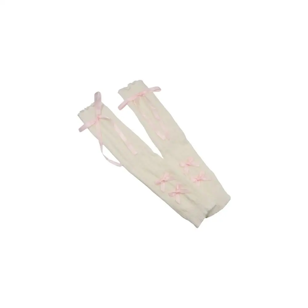 

Elastic Knitted Bow Arm Sleeves Ballet Style Warm Half Finger Long Gloves Korean Style Y2K Long Wrist Gloves