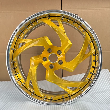 LZT-1130 Deep Dish 20 22 24 26 Inch Custom Forged 2-piece Brushed Gold with Floating Center Cap for Mustang Monte Carlo  Cutlass