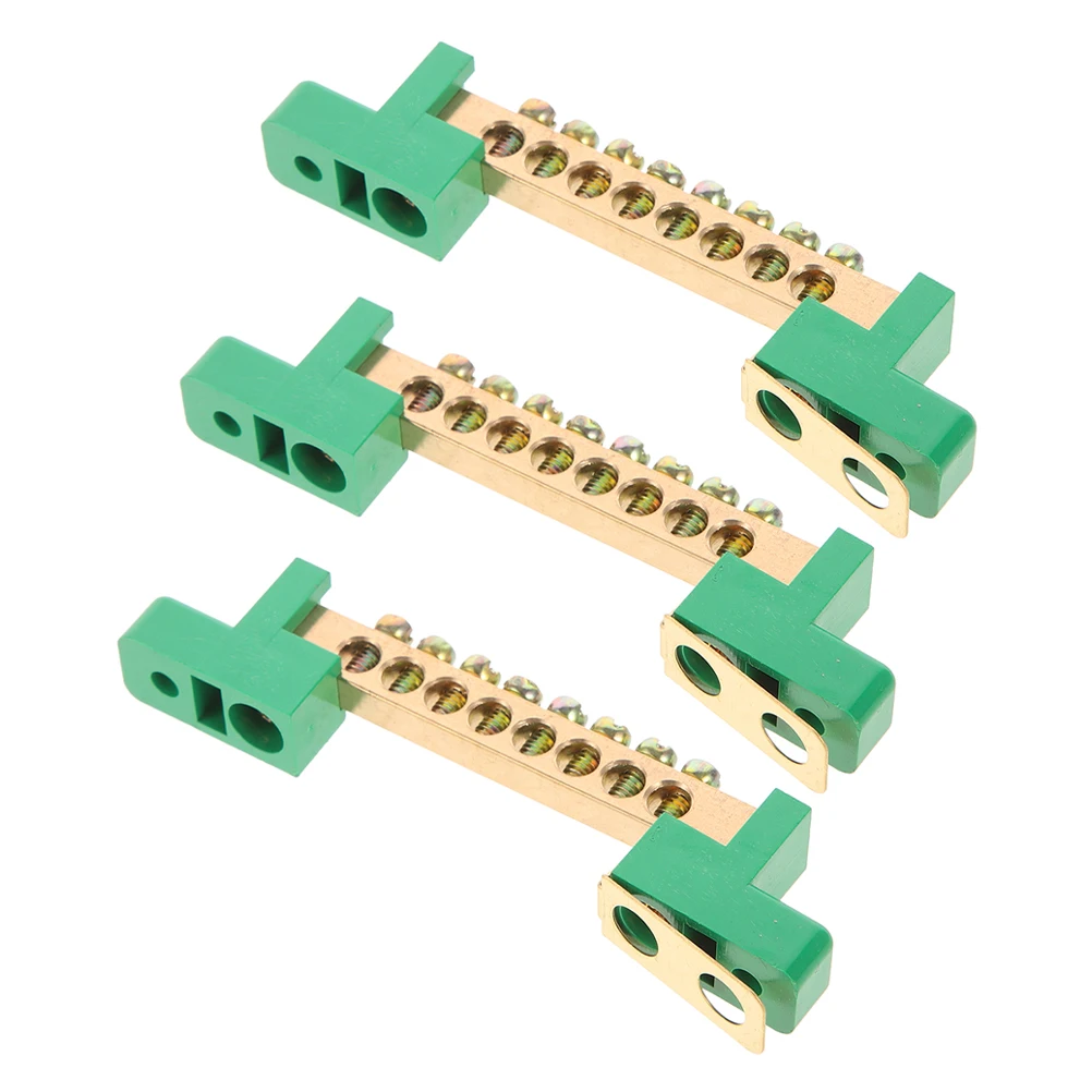 

3pcs High Strength Durable Electrical Grounding Fixed Terminal Block Strip Bars Panel Connectors Distribution