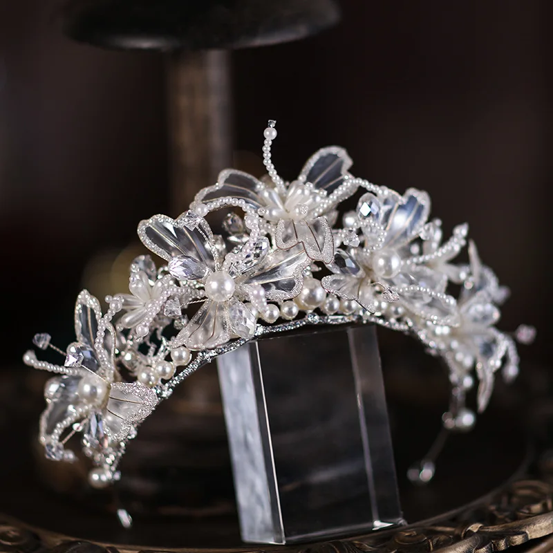 Crown Headdress Luxury Elegant Advanced 2025 New Handmade Flower a Pair of Hairclips Wedding Dress  Hair Accessories