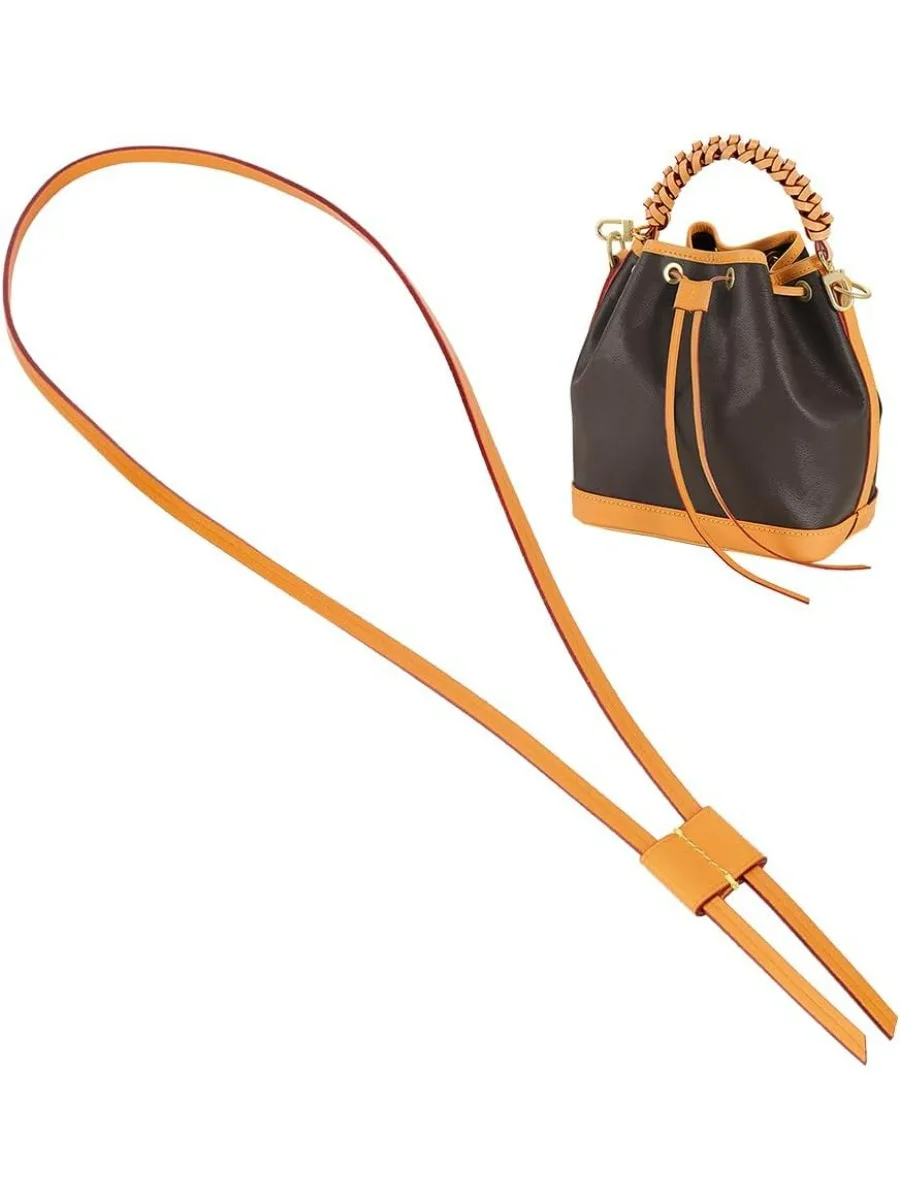 Genuine Leather Drawstring Strap for Noe Bucket Bag, 36.2 Inch Detachable Purse Pull String Strap Replacement DIY Crochet Bag