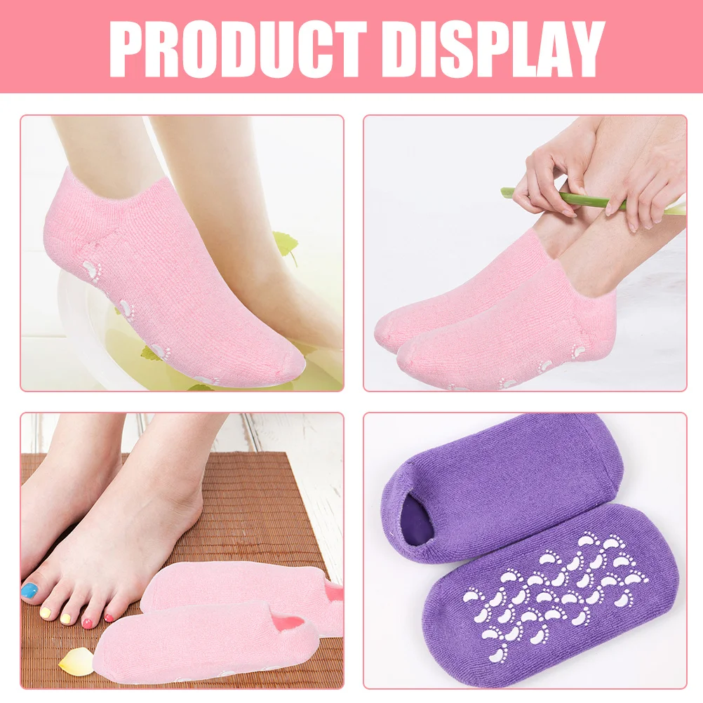 

2Pairs Moisturizing Gel Socks for Cracked Heel Care Breathable Foot Covers Comfortable Socks for Foot Care