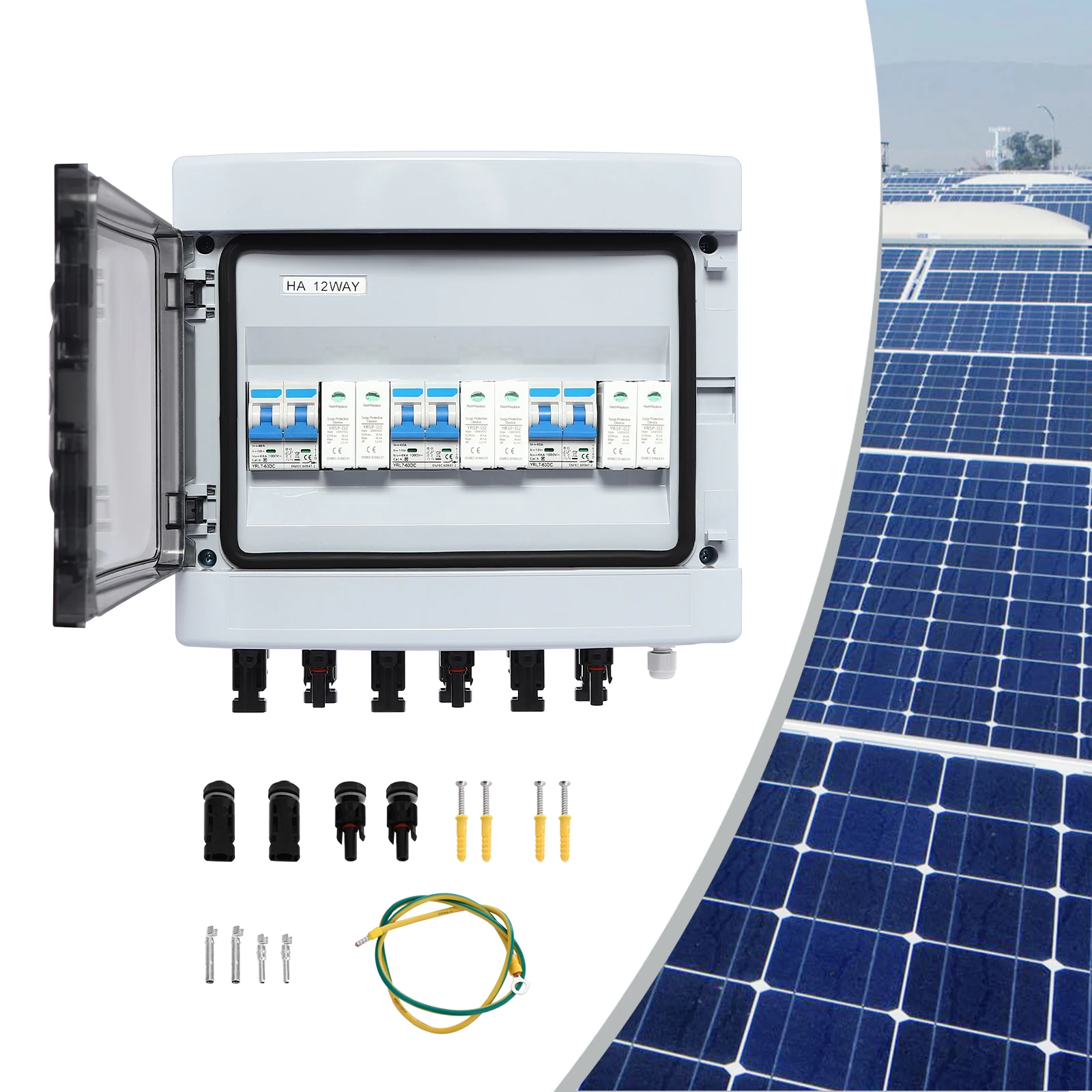 Solar-Combiner-Box PV-Combiner-Box mit Schutzschaltern, für Solarmodule, wasserdicht für den Außenbereich, für Wohnmobile, netzunabhängig und netzgekoppelt