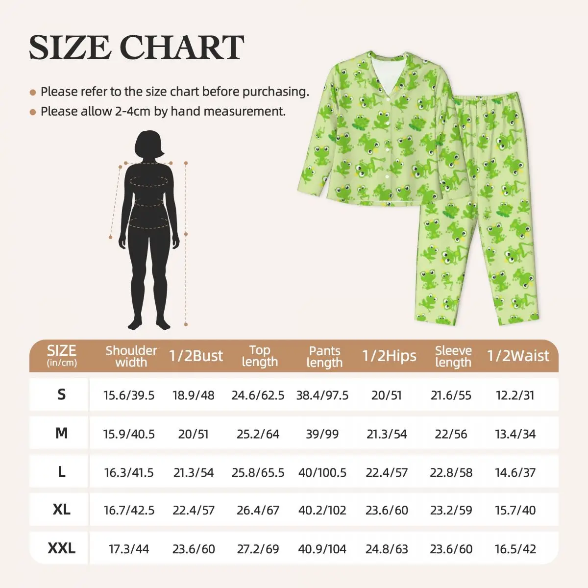 Pajamas Women Cute Frog Leisure Sleepwear Green Animal Print 2 Pieces Casual Pajama Set Long Sleeves Warm Oversize Home Suit