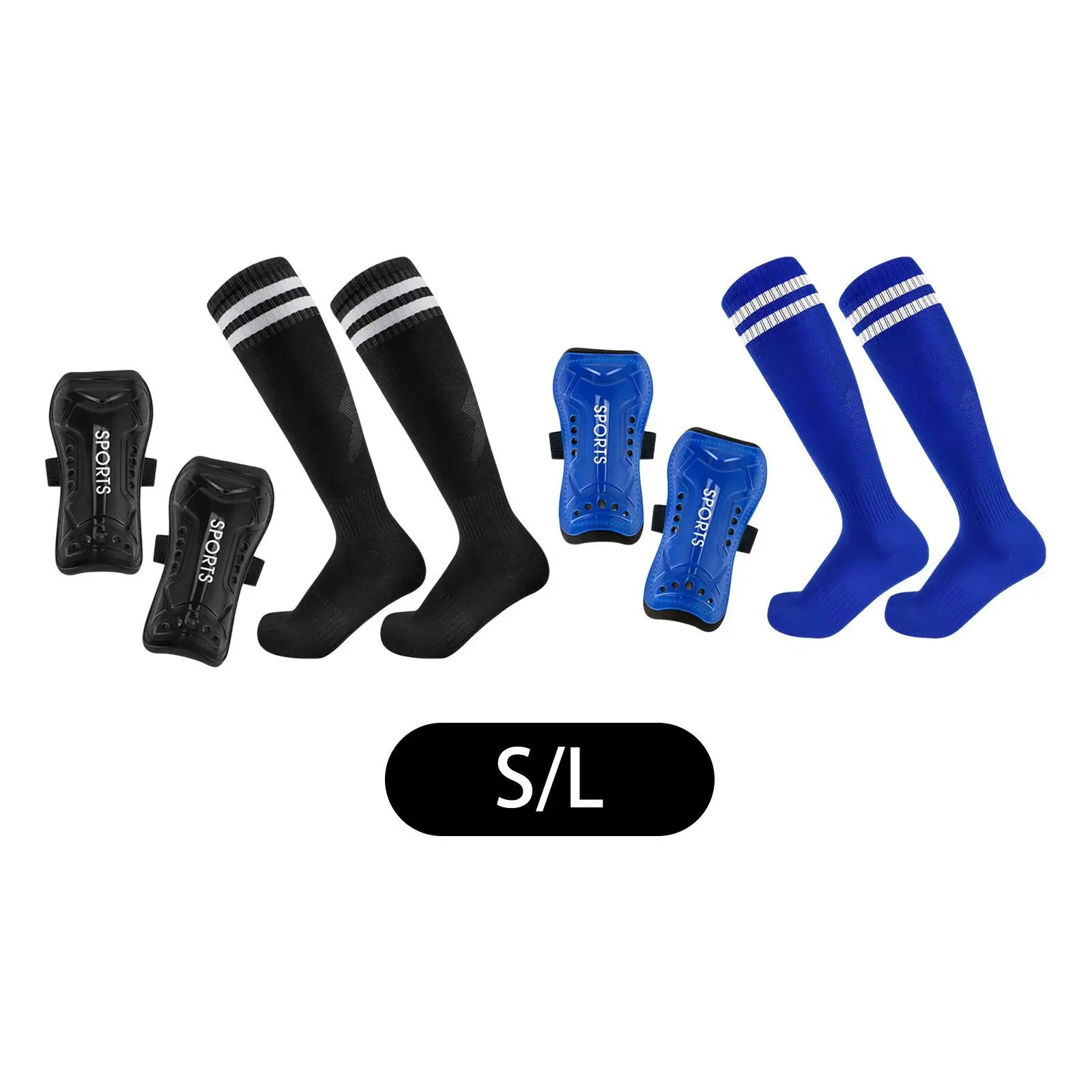 واقيات ساق كرة القدم مع جوارب كرة القدم، خفيفة الوزن وصغيرة الحجم ومريحة لجميع الأعمار، معدات واقية لألعاب كرة القدم