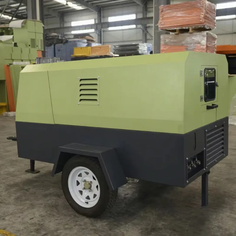 Customized 185 Cfm 145 Psi 8bar 36.8kw Small Diesel Portable Air Compressor On Trailer For Blasting Explosion