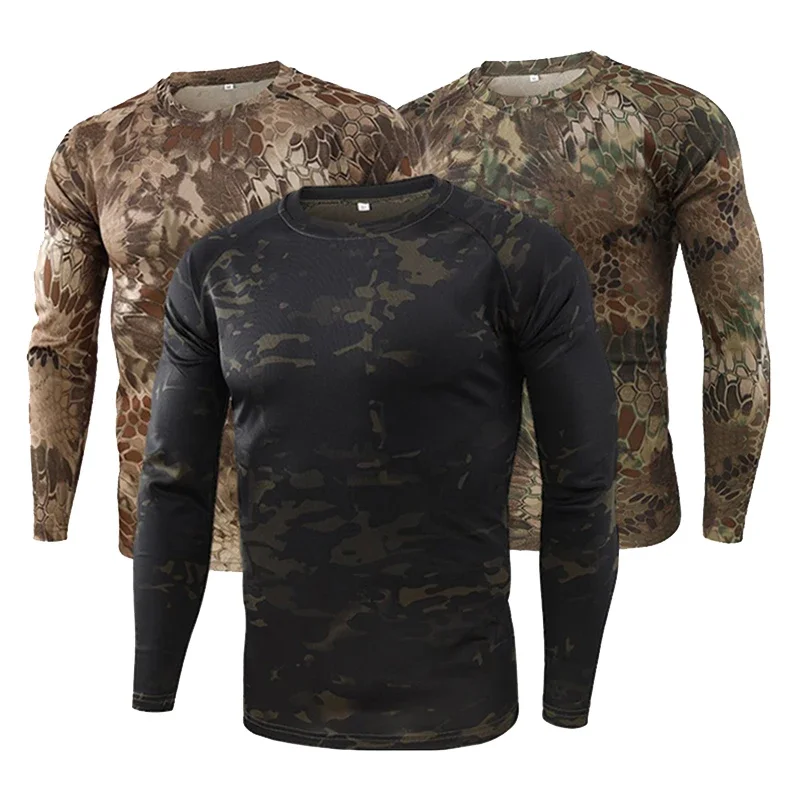 

Quick-drying Men Camo T-shirts Breathable Long-sleeved Military Army Male Clothing Outdoor Jungle Hunting Hiking Camping Shirts
