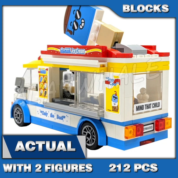 

212 шт., городские отличные автомобили, грузовик для мороженого, скейтбордист, конусы, мороженое 11532, модель, строительные блоки, игрушки, совместимые с моделью